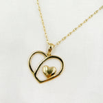 Load image into Gallery viewer, GDP670. 14K Solid Gold Round Heart Charm with Small Heart in the Center