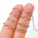 Load image into Gallery viewer, Oxidized Sterling Silver Hammered Oval & Smooth Round Link Chain