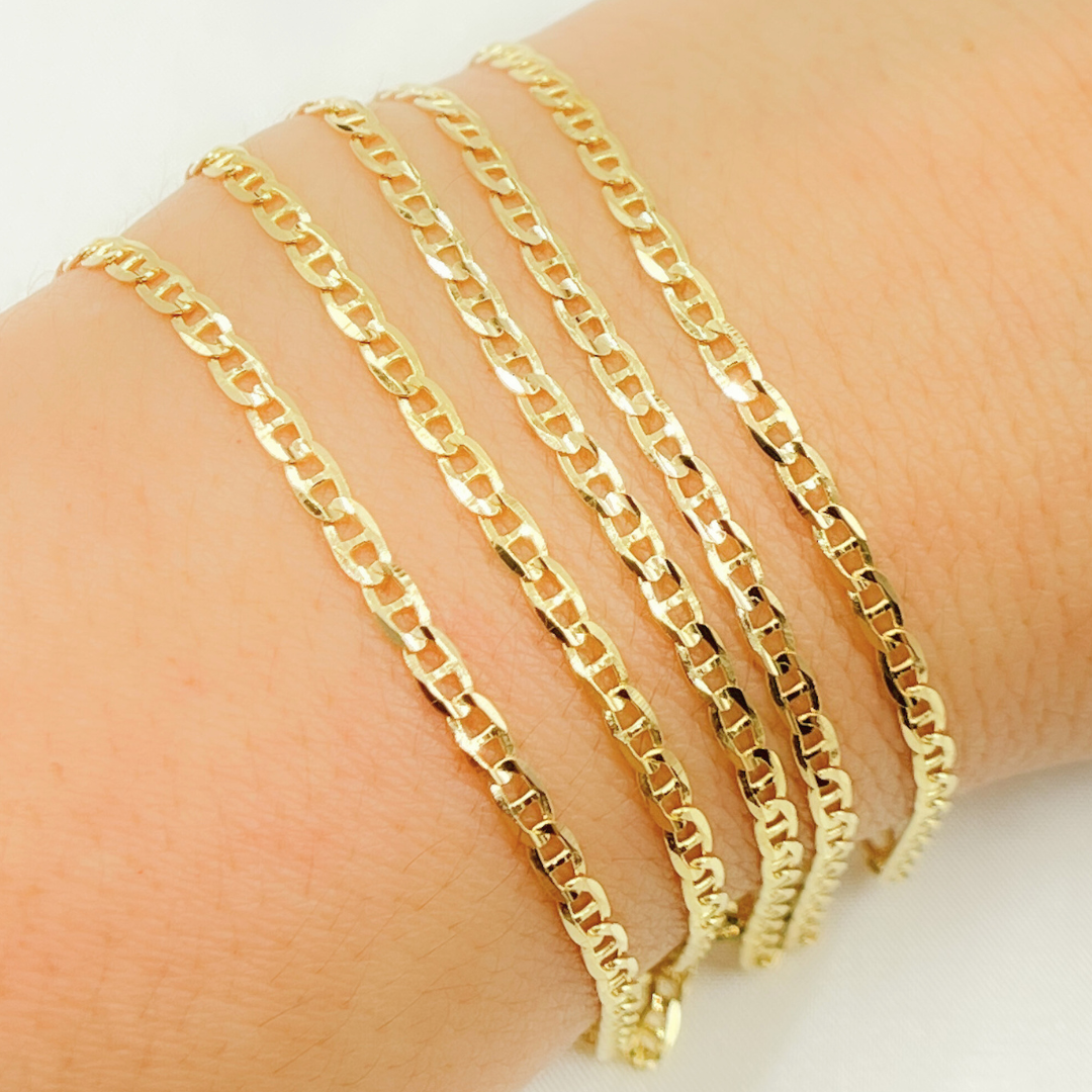 14k Solid Gold Flat Marina Link Chain