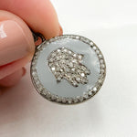 Load image into Gallery viewer, Sterling Silver Round Hamsa Enamel Pendants
