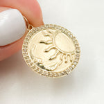 Load image into Gallery viewer, Solid Gold Diamond Sun and Moon Circle Charm