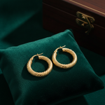 Load image into Gallery viewer, 15850018594. 14K Solid Gold Twisted Round Hollow Hoop Earrings