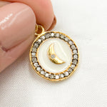 Load image into Gallery viewer, Diamond Sterling Silver Round Moon Enamel Charm