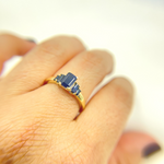 Load image into Gallery viewer, 14K Solid Yellow Gold Blue Sapphire Cluster Ring.