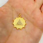 Load image into Gallery viewer, 14K Solid Gold Charm. Circle Pendant with Diamonds. GDP248