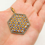 Load image into Gallery viewer, DSP011. Diamond Silver Hexagon Gemstone Pendant