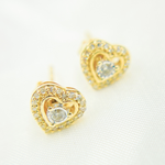 Load image into Gallery viewer, EFC51817. 14K Gold and Diamonds Heart Earrings