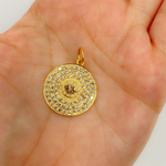 Load image into Gallery viewer, 14K Solid Gold Circle Evil Eye Pendant Charm with Diamonds. GDP340