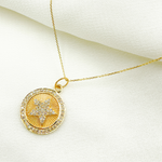 Load image into Gallery viewer, 14K Solid Gold Diamonds & Gemstone Star Round Charm. GDP361