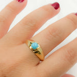 Load image into Gallery viewer, 14K Solid Yellow Gold Turquoise Ring.