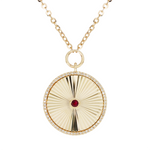 Load image into Gallery viewer, NFD71077WS. 14K Solid Gold Diamond and Ruby Circle Charm