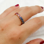 Load image into Gallery viewer, 14k Solid Gold Multi Sapphire Ring.