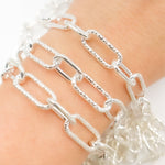 Load image into Gallery viewer, V150SS. Sterling Silver Paperclip Smooth & Diamond Cut Link Chain