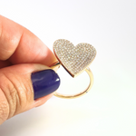 Load image into Gallery viewer, 14k Solid Gold Diamond Heart Ring.