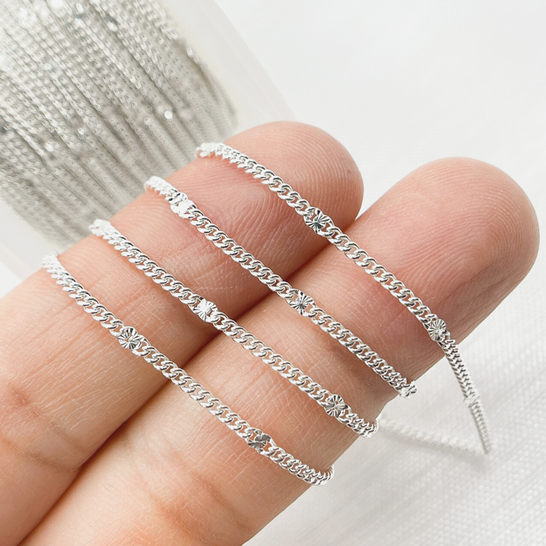 69S3SS. 925 Sterling Silver Satellite Curb Link Chain