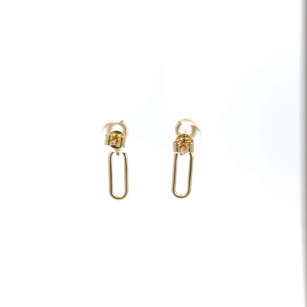 ER416416Y. 14k Solid Gold Diamond Dangle Ovals Earrings