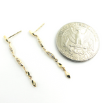 Load image into Gallery viewer, EFC52055. 14K Solid Gold and Diamonds Threader Earrings