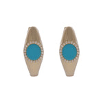 Load image into Gallery viewer, DER04116TQ. 14K Solid Gold Turquoise and Diamond Hoops