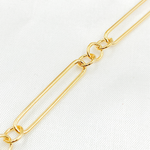 Load image into Gallery viewer, Gold Plated Sterling Silver 3 Round Links & 1 Long Smooth Oval Chain