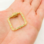 Load image into Gallery viewer, DC11. Sterling Silver Square Enamel Diamond Screw Clasp