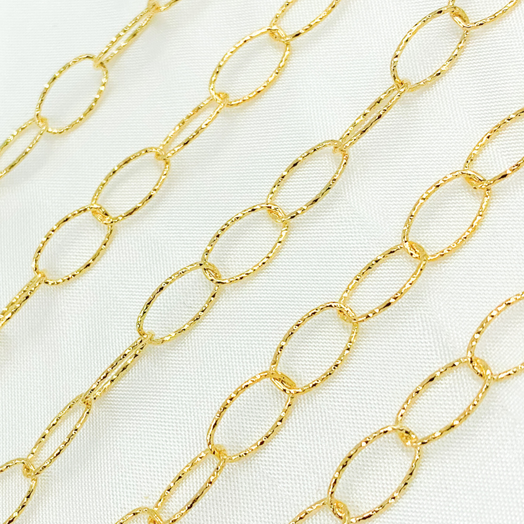 Gold Plated 925 Sterling Silver Diamond Cut Oval Link Chain. Y72AGP