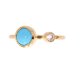 Load image into Gallery viewer, 14k Solid Gold Round Turquoise and Diamond Ring