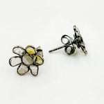 Load image into Gallery viewer, DE030. Diamond Silver Flower Studs