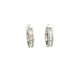 Load image into Gallery viewer, HP112186W. 14k Solid White Gold Diamond Baguette Hoops