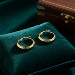 Load image into Gallery viewer, 15850023355. 14K Solid Gold Fancy Round Hollow Hoop Earrings