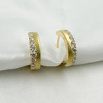 Load image into Gallery viewer, HP401864. 14K Solid Yellow Matte Gold Diamond Hoop Earring