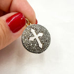 Load image into Gallery viewer, DC302. Diamond Sterling Silver Round Cross Pendant