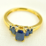 Load image into Gallery viewer, 14K Solid Yellow Gold Blue Sapphire Cluster Ring.
