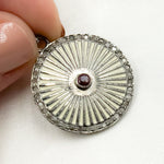 Load image into Gallery viewer, Silver Round Enamel Pendant with Gemstone