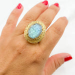 Load image into Gallery viewer, DE016. Diamond Sterling Silver Labradorite Oval Ring