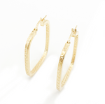 Load image into Gallery viewer, 14K Solid Gold Textured Square Hollow Hoop Earrings