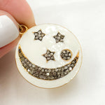 Load image into Gallery viewer, Buy Silver Round Moon and Star Enamel Pendants