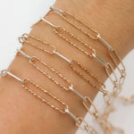 Load image into Gallery viewer, V3RGS. Rose Gold Plated & Silver Long & Short Smooth & Diamond Cut Link Chain