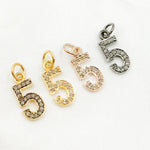 Load image into Gallery viewer, DC504. Diamond Sterling Silver Number "5" Charm