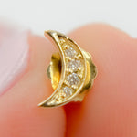 Load image into Gallery viewer, 14K Gold and Diamonds Crescent Moon Studs