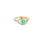 Load image into Gallery viewer, 14k Solid Gold Diamond and Turquoise Eye Ring.