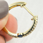 Load image into Gallery viewer, EHC56664. 14K Solid Gold Gemstone & Diamond & Hoop Earrings