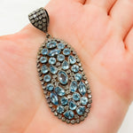 Load image into Gallery viewer, DSP024. Diamond Silver Gemstone Oval Pendant