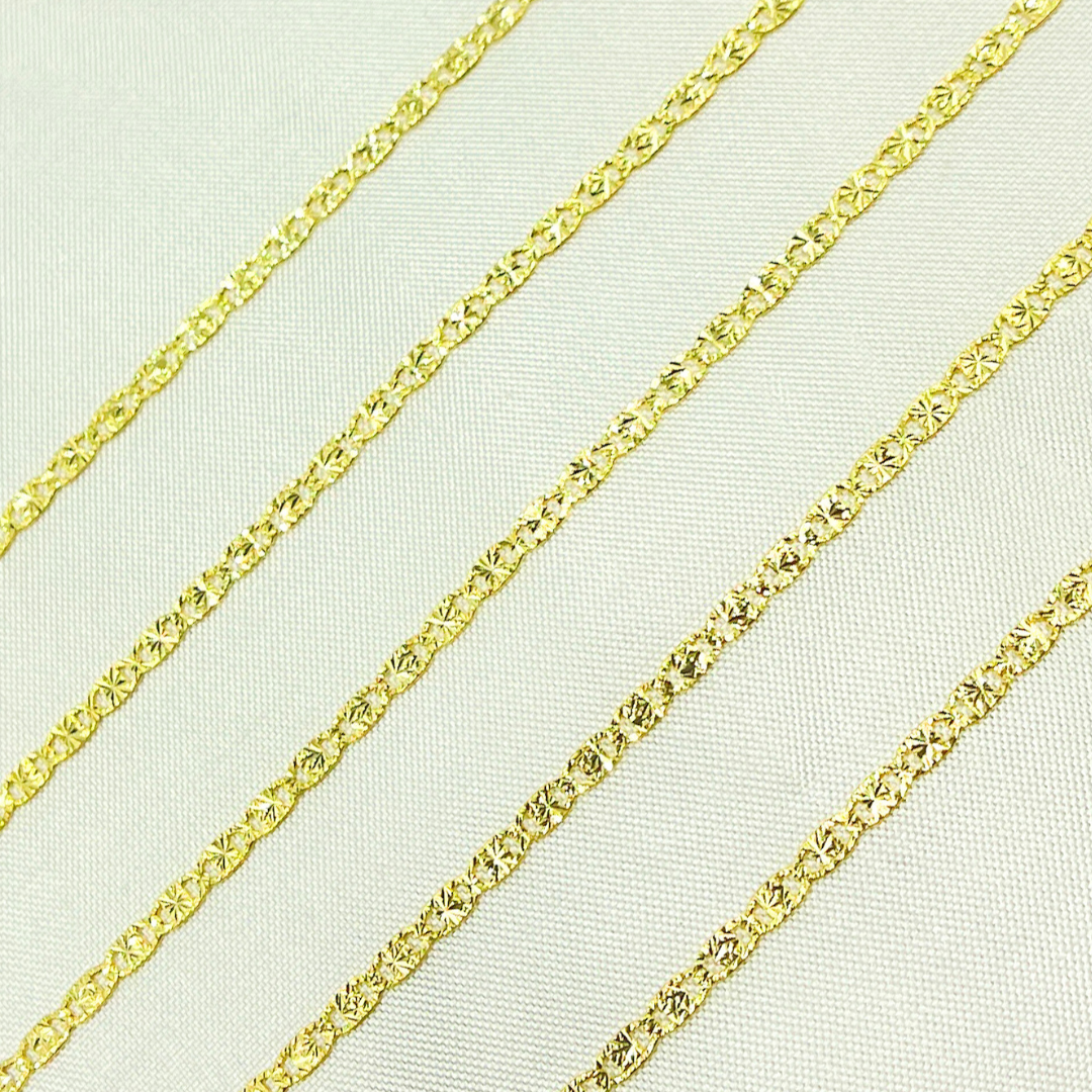 Shop Now 14k Solid Yellow Gold Diamond Cut Marina Link Chain