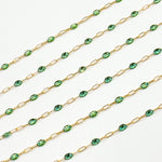 Load image into Gallery viewer, Buy Now Gold Filled Olive Green Color Enamel Satellite Cable Chain