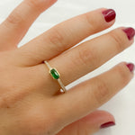Load image into Gallery viewer, 14k Solid Gold Diamond and Emerald Ring.