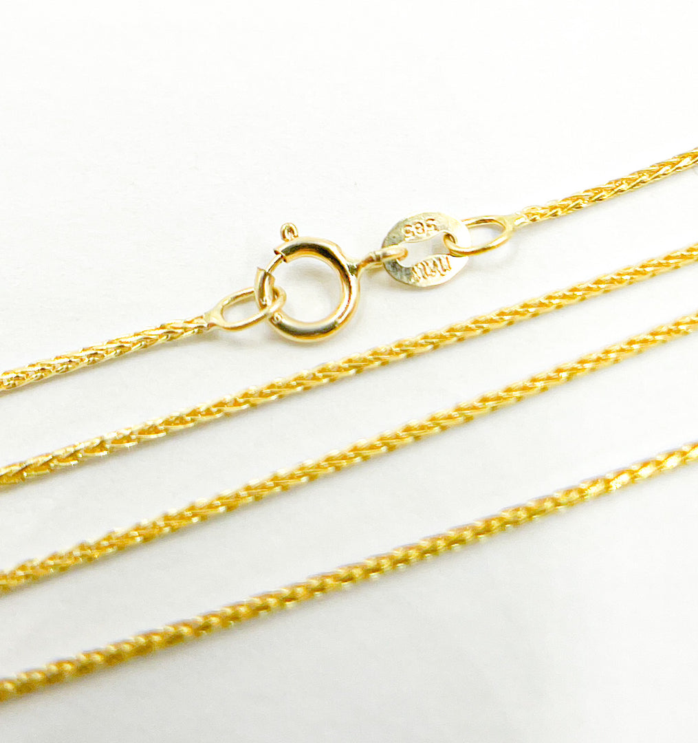 14K Solid Gold Wheat Chain