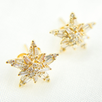 Load image into Gallery viewer, EFG51638. 14k Solid Yellow Gold Diamond Stars Earrings