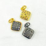 Load image into Gallery viewer, DC163. Diamond Sterling Silver Square Charm
