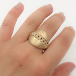 Load image into Gallery viewer, 14K Solid Yellow Matte Gold Diamond Cuban Band Ring