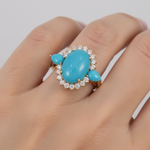 Load image into Gallery viewer, CR97317TQ14X10. 18K Solid Gold Diamond & Turquoise Ring